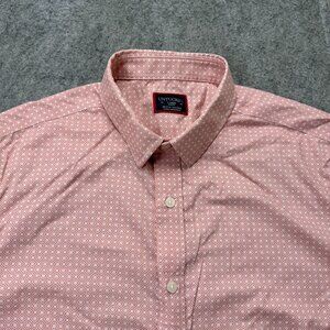UNTUCKit Performance Shirt Men L Pink Dobby Geometric Nylon Stretch Short Sleeve